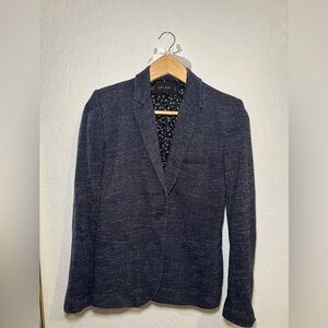 Zara Textured Dark Blue Blazer